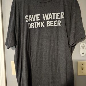 Men's Charcoal Graphic Tee - Save Water Drink Beer